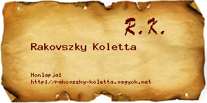 Rakovszky Koletta névjegykártya